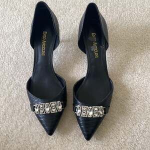Enzo Angiolini Black Jeweled Heel Size 7.5